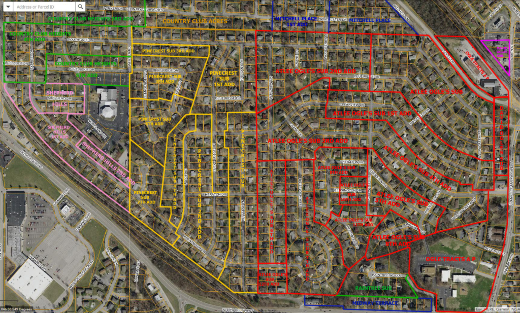 Ogles Neighborhood subdivisions south of Southgate Dr